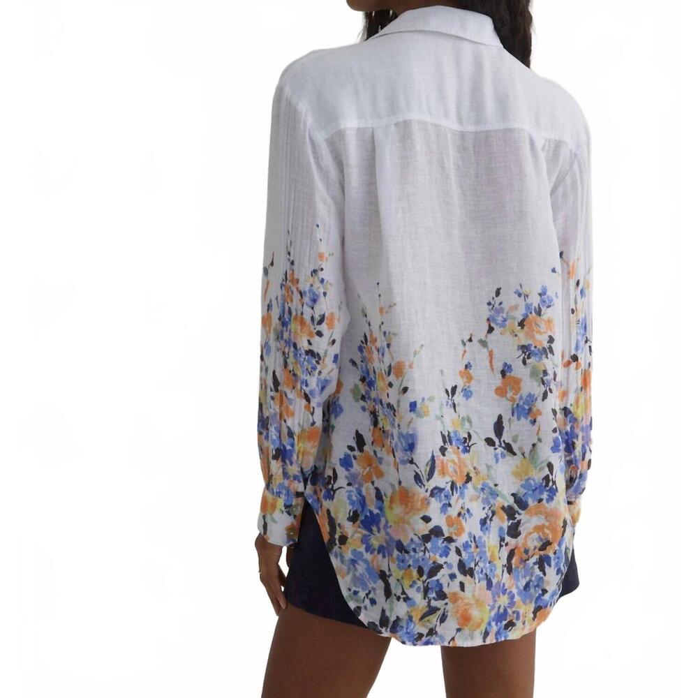 NEW BELLA DAHL boyfriend button down shirt in border floral print - Picture 4 of 4